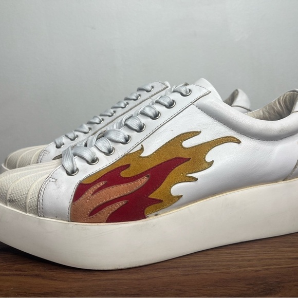 Jeffrey Campbell Hot Rod Leather Suede Flames Pointed Toe Platform Sneakes Sz 10 - Picture 4 of 15